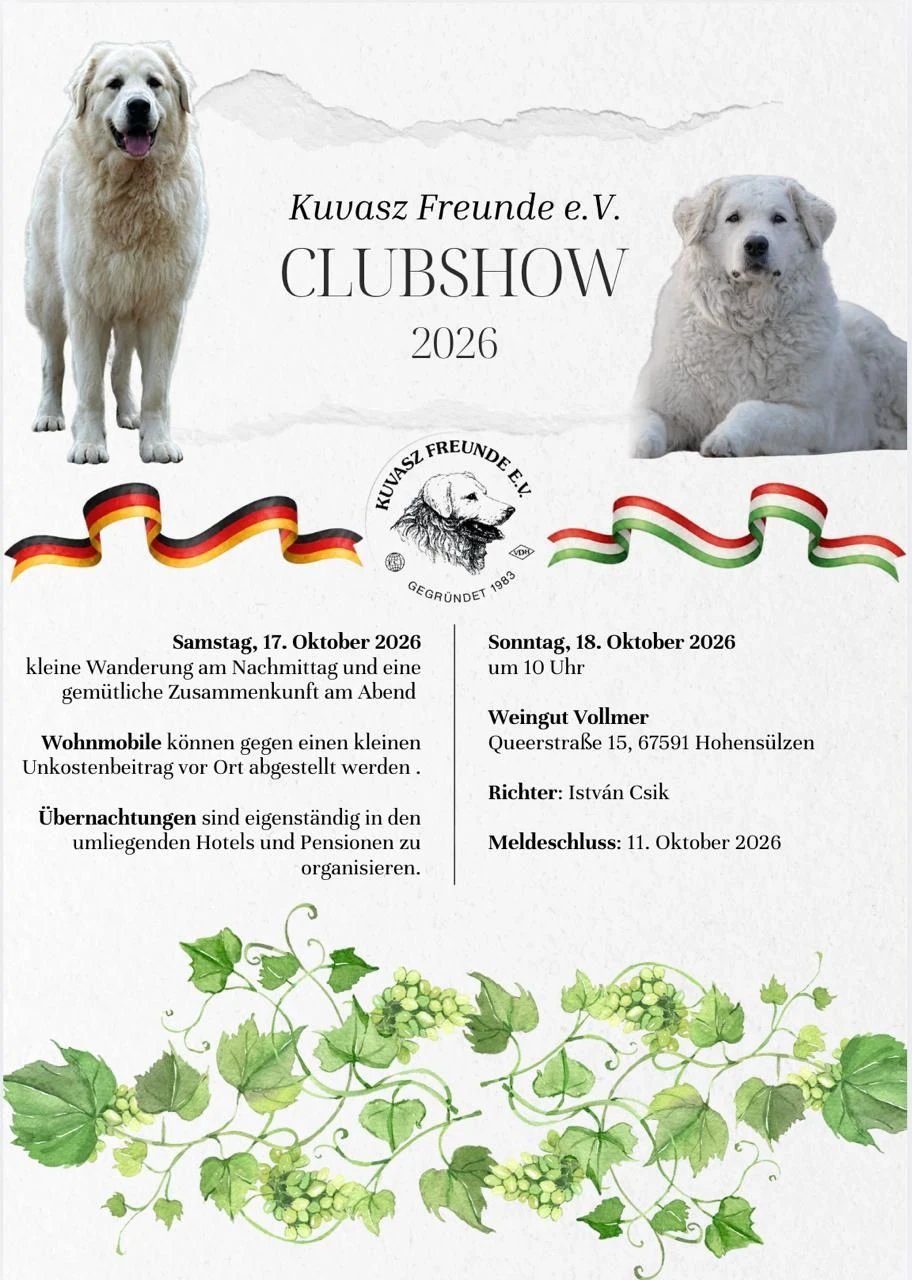Flyer Clubshow 2026 Kuvasz Freunde e.V.